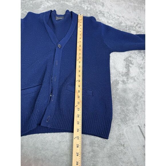 Vintage 80s JCPenny Acrylic Cardigan Sweater Men's Size Large Blue - Picture 11 of 12